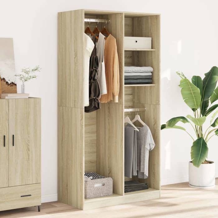 VidaXL Wardrobe Sonoma Oak 100x50x200 Cm Particleboard, Storage Cabinet, Wardrobe Organizer, Cabinet, Closet, 3307767
