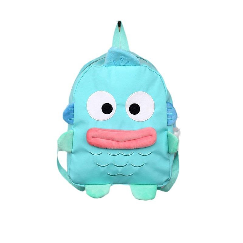 2025 new cute cartoon big mouth fish backpack ugly cute blue schoolbag large capacity backpack men and women