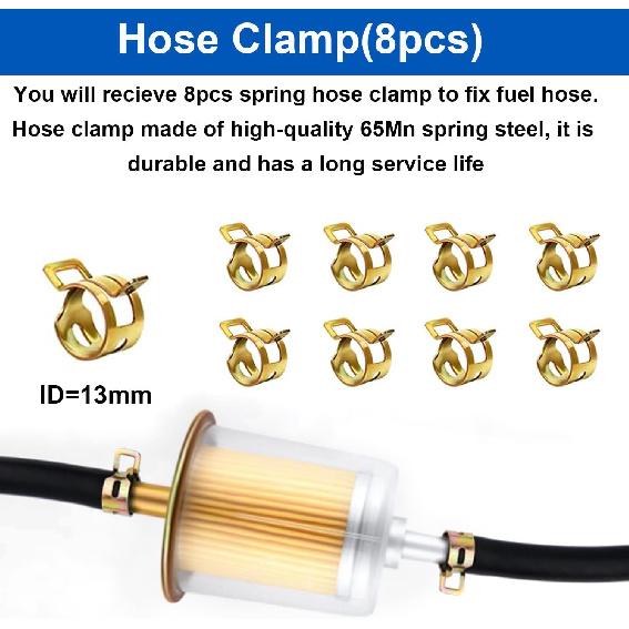 Smseace 4Pcs 5/16 Inch Fuel Filter Inline With 8Pcs Hose Clamps In Line Fuel Filter 5/16 Inch For Motorcycles, Car, Trucks 5/16 Inch Inline Fuel