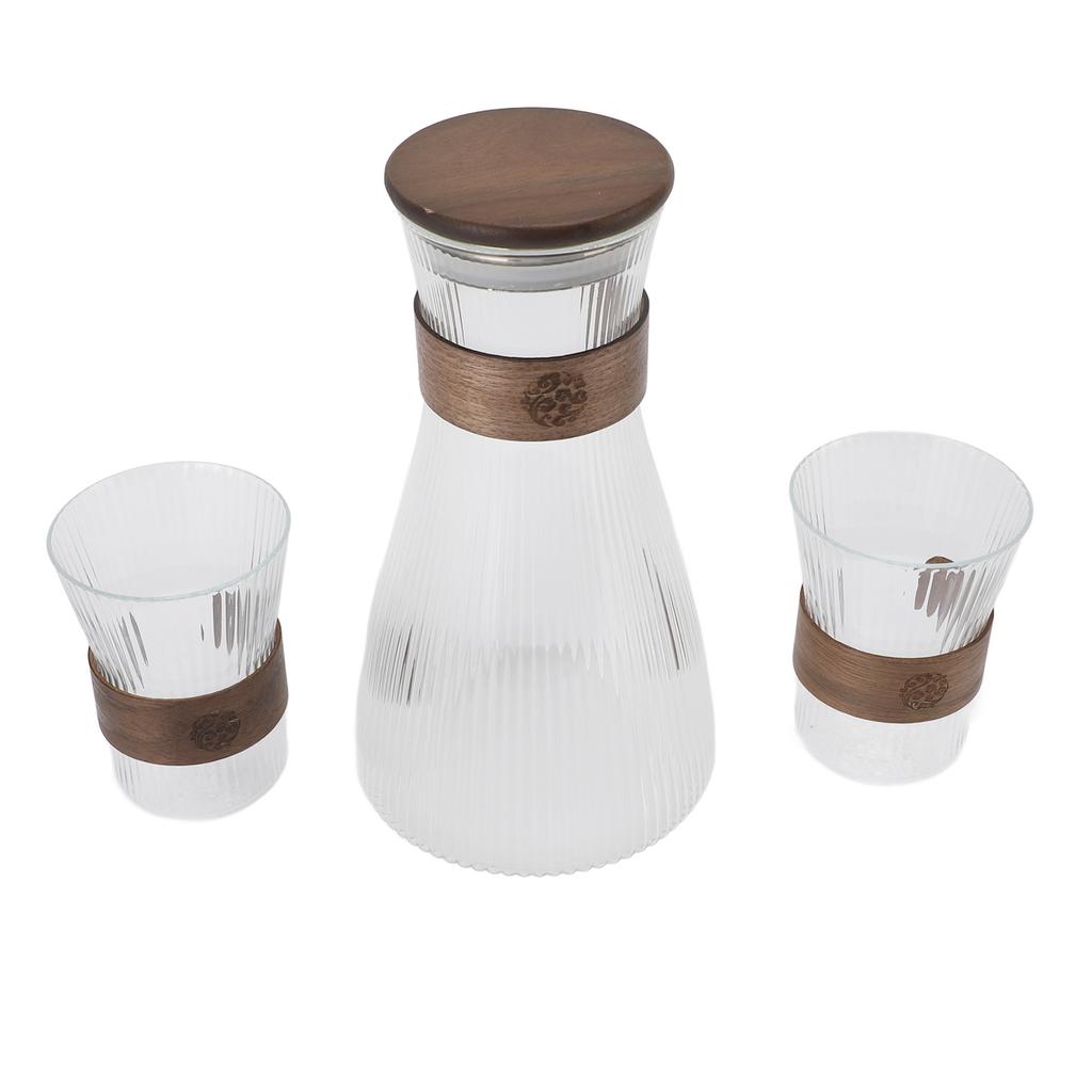 Kapaklı Yatak Başı Sürahi ve 2 Cam Bardak Seti 1600ml 300ml Isıya Dayanıklı Soğuğa Dayanıklı Yüksek Borosilikat