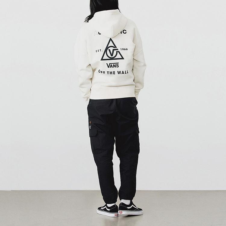 Vans Loose Fit Open Front Sports Casual Hooded Jacket With Back Print Men Jackets White VN0A4USJ3KS