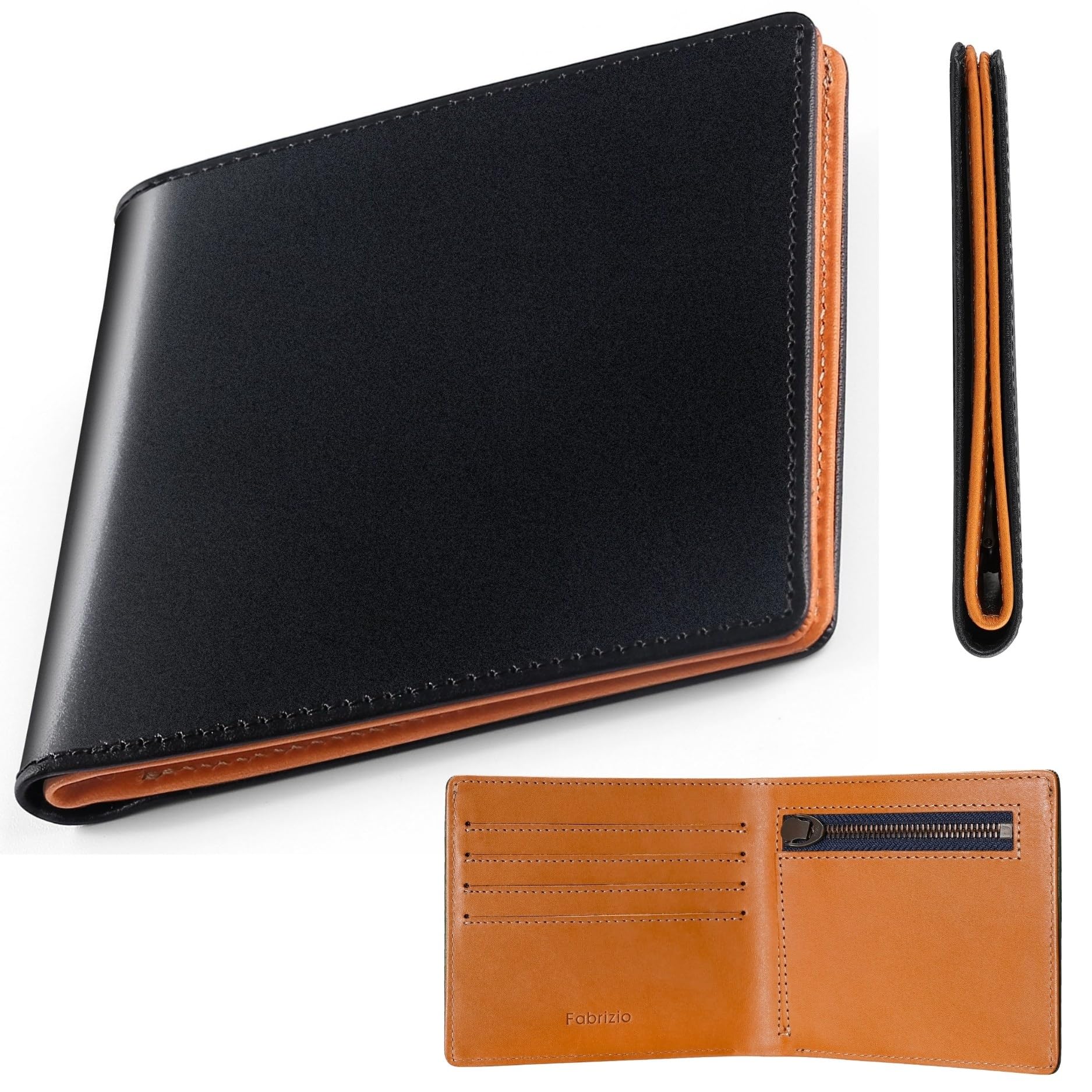 

Кошелек для мужчин и тонкий монетный, легко в итальянском стиле, кожа, натуральная молния YKK [Fabrizio] Ультратонкий женский, складывается в два раза, кошелек, использование, кожа,