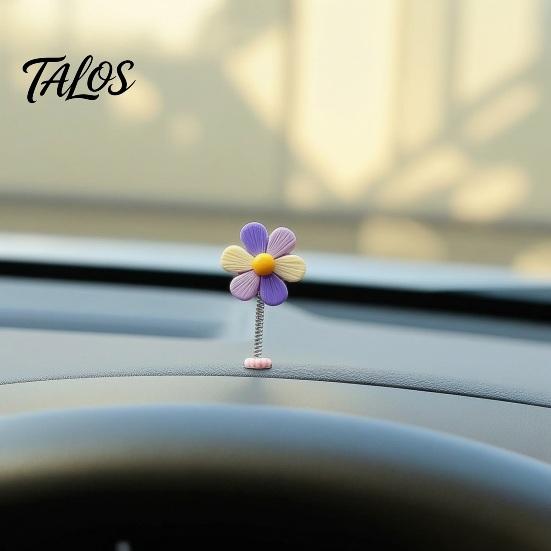 Auto-Armaturenbrett-Dekorationen 5 Stück Bunte Schüttelblumen-Deko, Harz-Regenbogen-Sonnenblumen-Ornament Wackelnde Blumen mit Anti-Rutsch-Pad, Niedlicher Wackelkopf für