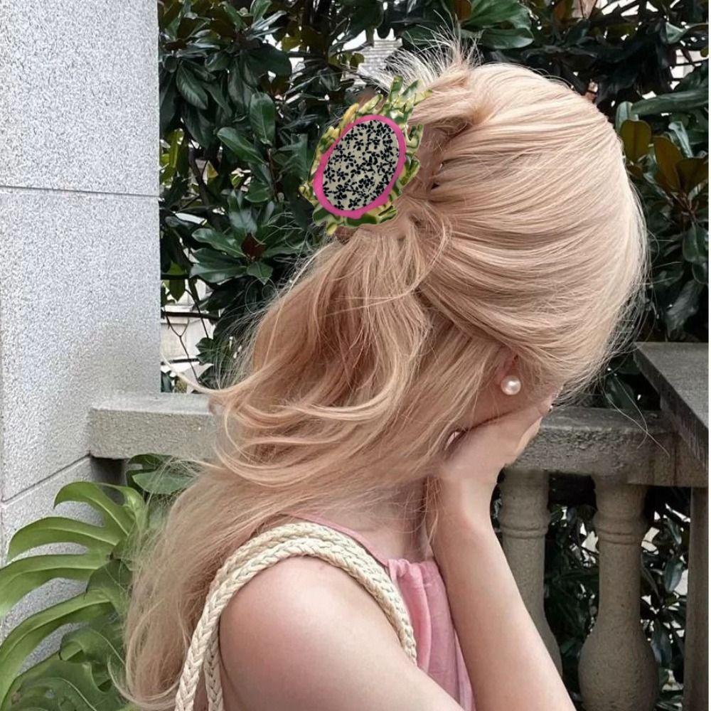 Pitaya Cartoon Hair Claw Strawberry Acetic Acid Shark Clip Cute Fruit Hair Grab Streetwear