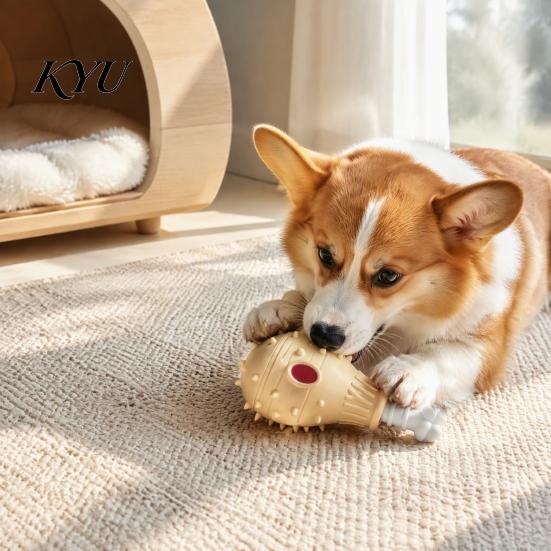 Anxiety Relief Toys for Dogs Dog Treat Dispenser Toy, Spiky Chicken Leg Chew Rubber Interactive Durable Fetch Puzzle Feeder Aggressive Chewers, Dental