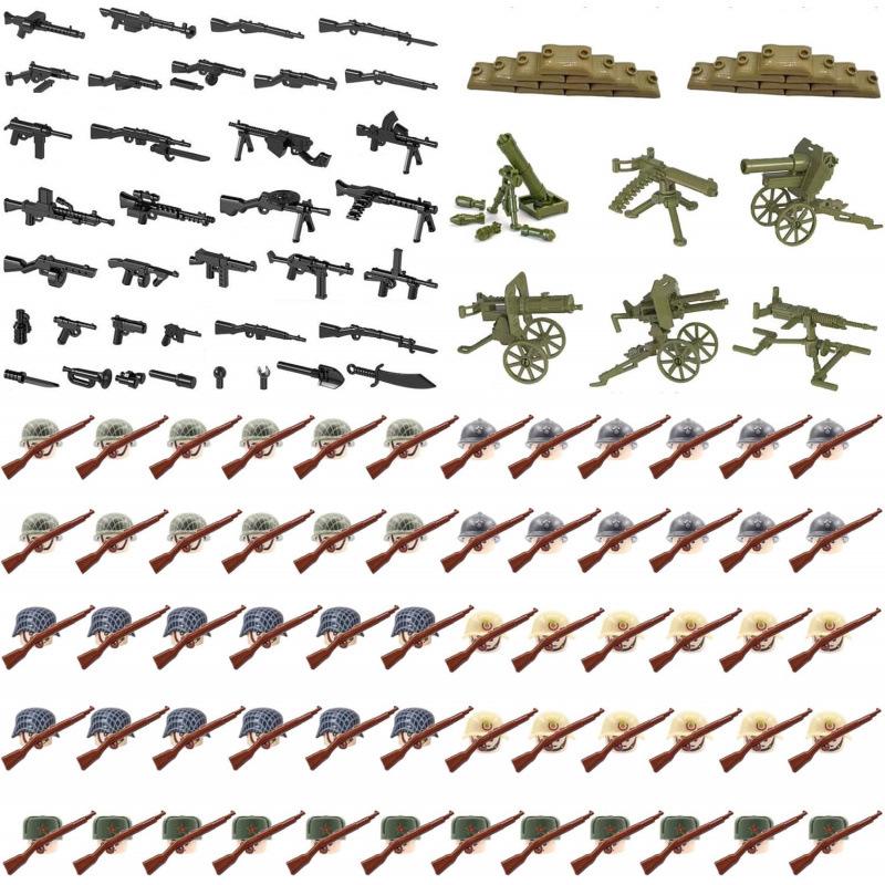 WWII Military Building Blocks: US, German, British & Soviet Army Figures
