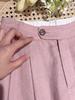 Smoke Pink Tencel Linen Wide-Leg Pants: Women's Petite Ramie Cotton & Linen Straight-Leg with Drape
