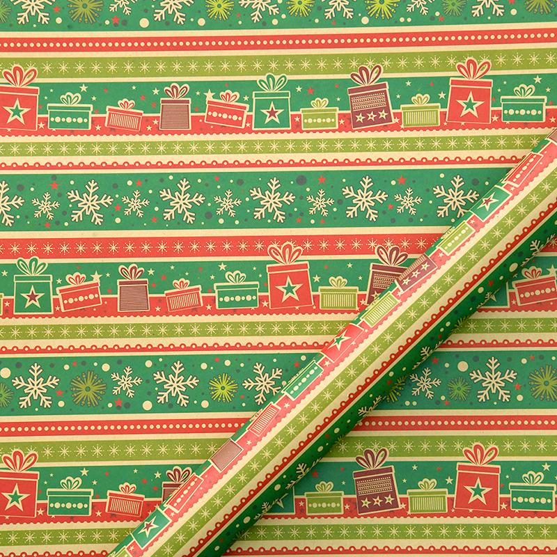 43x1000cm Kraft Wrapping Paper DIY 1 Roll Large Size Retro Gift Paper Packing Decor Paper Xmas Tree Snowflake