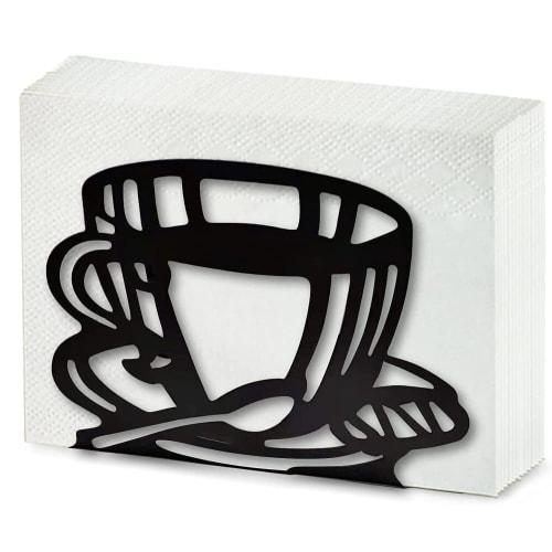 Napkin Holder, Coffee Cup Design Metal Freestanding Tissue Dispenser Organizer Iron Tabletop Paper Napkin Holder Stand for Home Kitchen, Restaurant, P