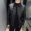 Autumn Men Casual Biker Jacket Men Pu Leather Coat Youth Leisure Faux Leather Jacket Male Loose Fit Mixed Leather Jacket