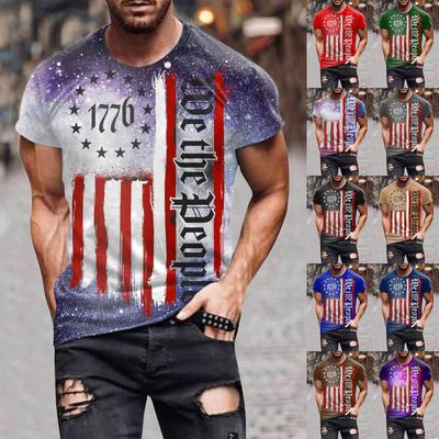 (Qunide) Męskie koszulki z okazji Dnia Niepodległości, męskie koszulki z flagą USA z krótkim rękawem American Patriotic Vintage T Shirt