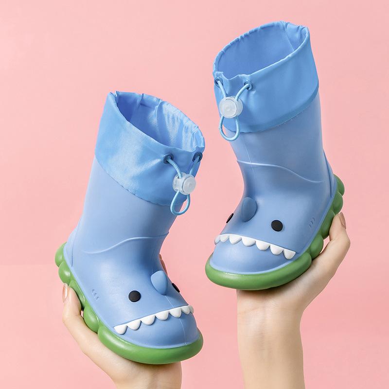 

New Cartoon Shark Children s Rain Boots Rainy Day Non-Slip Kids Water Shoes Lightweight Boys Girls Kindergarten Rubber Shoes Cute 200mm