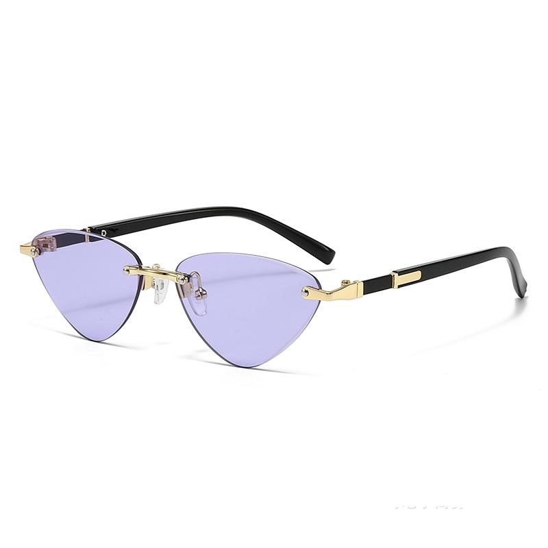 

Rimless Sunglasses Cat Eye Fashion Popular Women Men Shades Small Ellipse Sun Glasses for Female Male Party Traveling Oculos MULTI