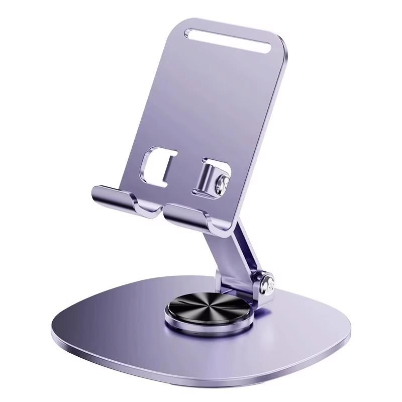Hot Selling Aluminum Alloy Rotating Phone Stand Adjustable Foldable Dashboard Desktop Holder Video Shooting Supports iPad Mobile Lay Flat фиолетовый