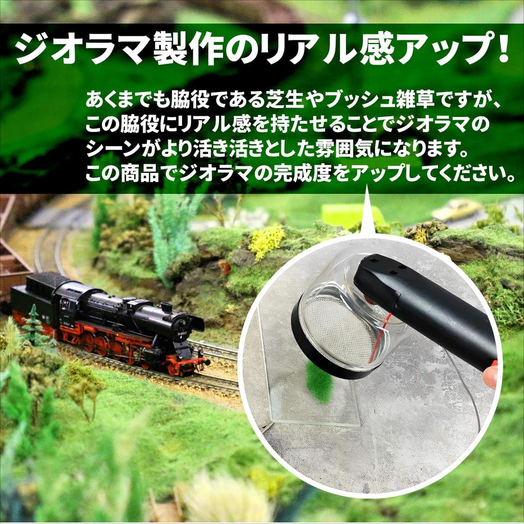 Heizi Grass Applicator for Dioramas, Grass, Lawn, and Soil, Electrostatic Flocking Sprayer for Model Trains and Military Use (Green Only)