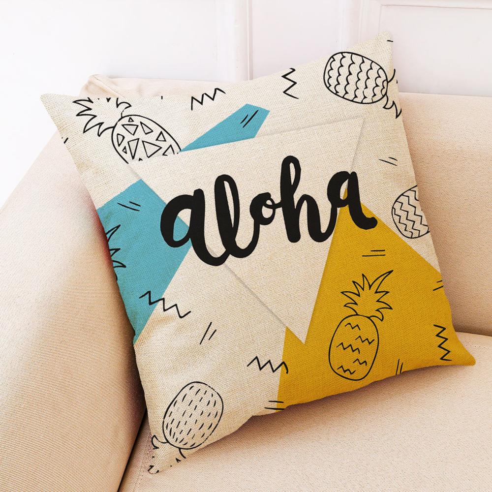NEW Geometric Deer Cushion Yellow Geometry Decorative Pillows Linen Pillowcase Creative Home Decoration for Sofa Countryside