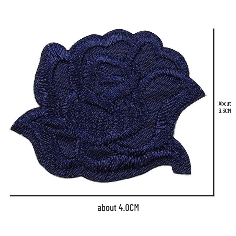 Self-Adhesive Small Embroidered Rose Patch - Fabric Jacket Label & Journal Decoration