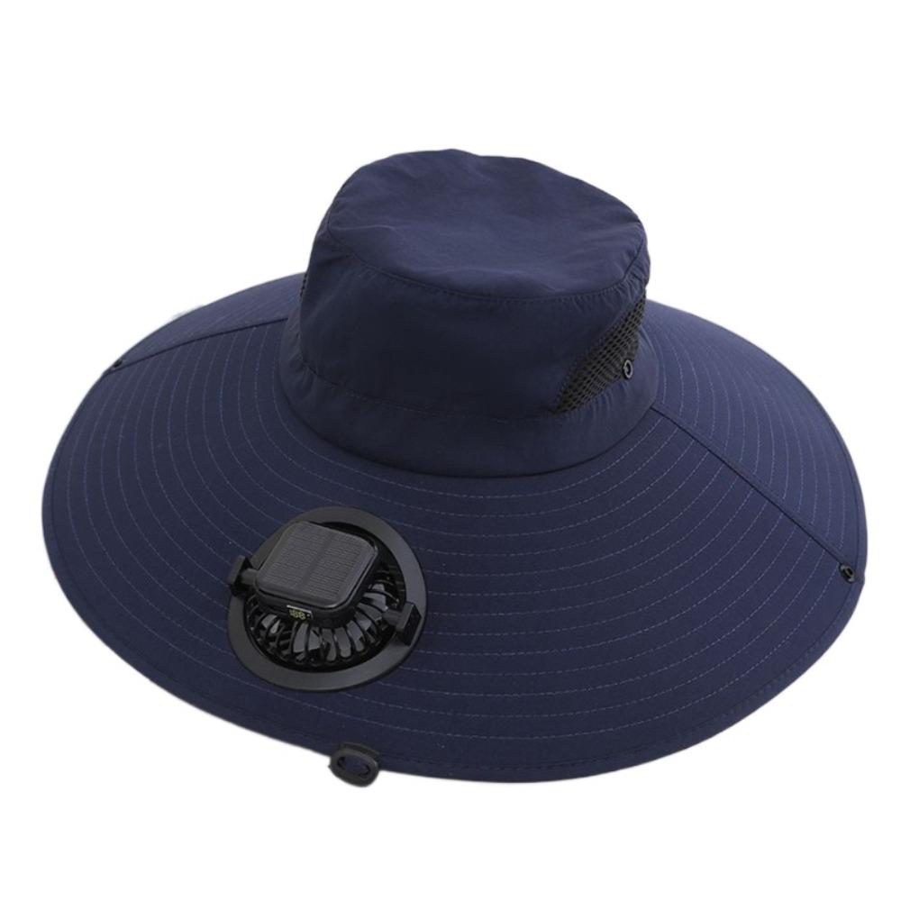 

Wide Brim Solar Fan Hat Rechargeable Sun Hat New Fisherman Hat Outdoor темно-синього кольору