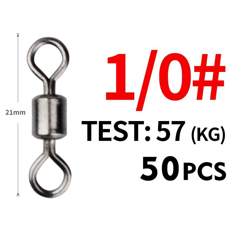 MEREDITH 50 STUKS/Partij Visdraaier Maten Solide Connector Kogellager Snap Visdraaiers Rollende Roestvrij Stalen Kralen