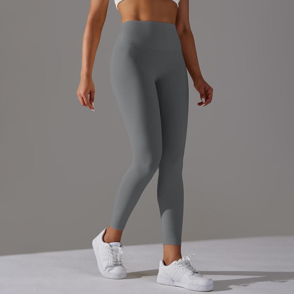 Nude Skin-friendly Yoga Pants Women Without Awkward Line High-waisted Bottoms To Lift The Buttocks Elastic Fitness and Sports Nine-minute Pants