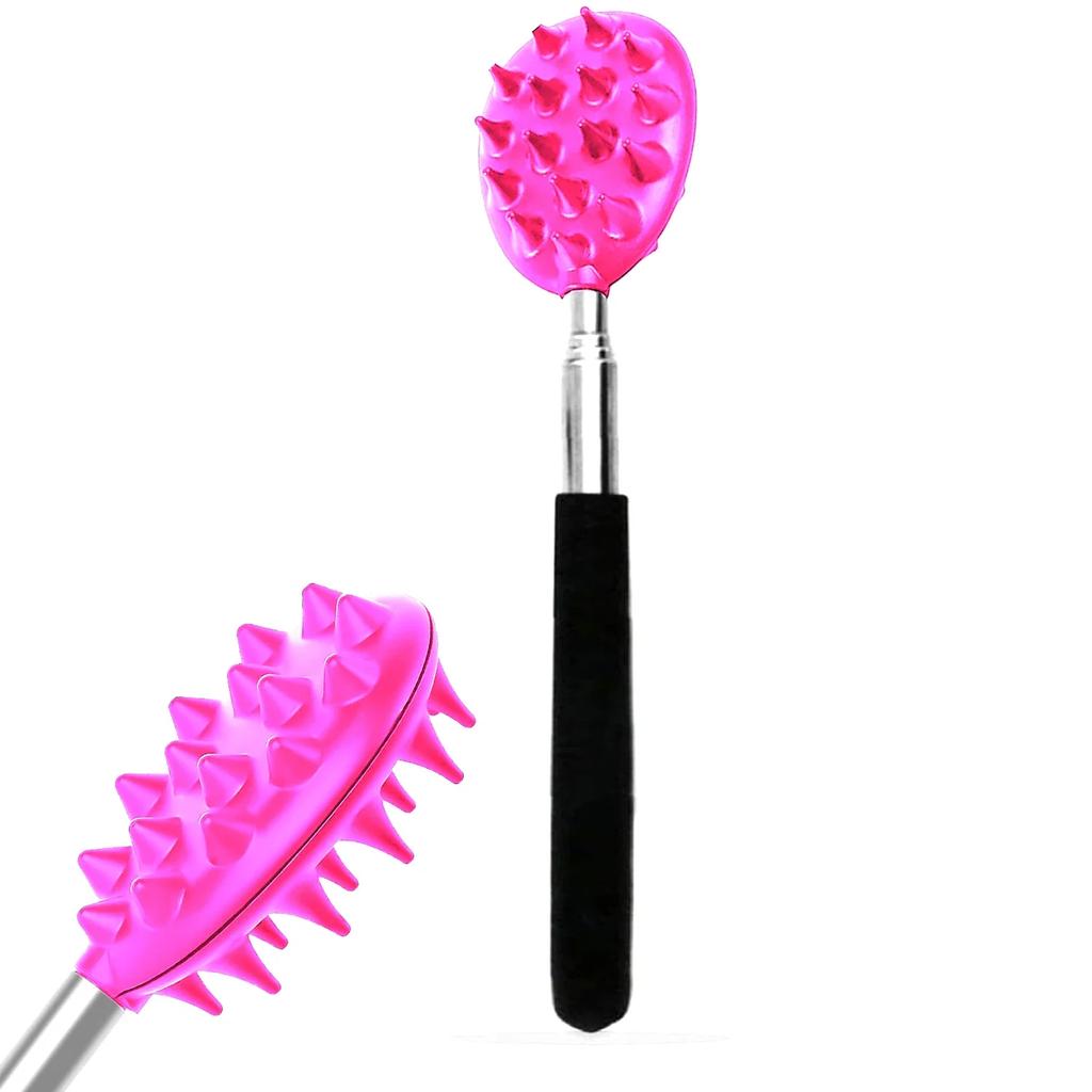 Extendable Cactus Back Scratcher with 1/4-inch & 1/2-inch Spikes, Retractable One-Hand Itch Stick for Men & Women, Durable PVC