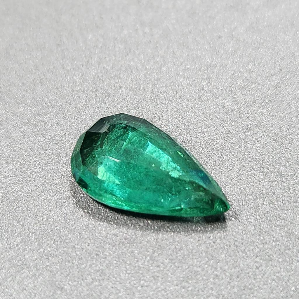 Certified Natural Zambian Green Emerald 4.00 Ct Pear Cut Loose Gemstone