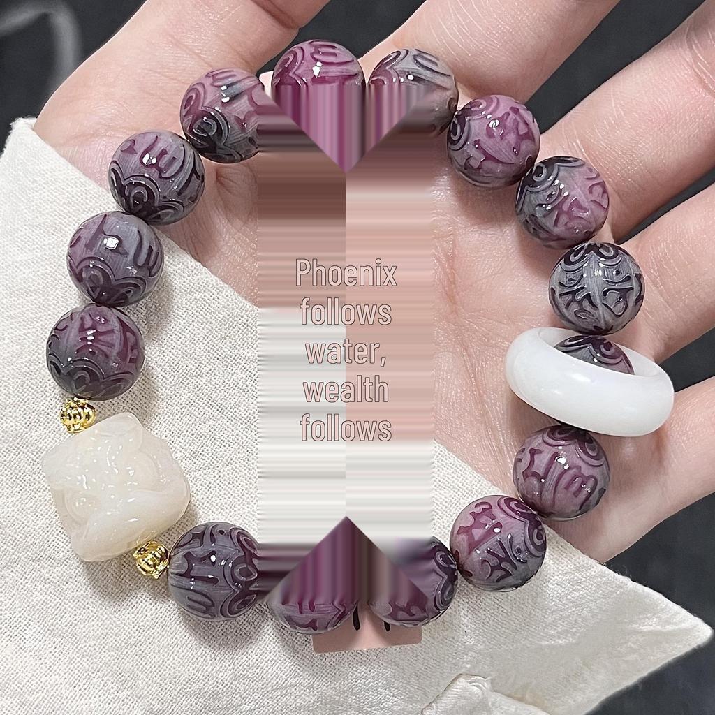 Bodhi Root Six-Character Mantra Beads: Women's Wrap-Around Bracelet for Prayer & Meditation.