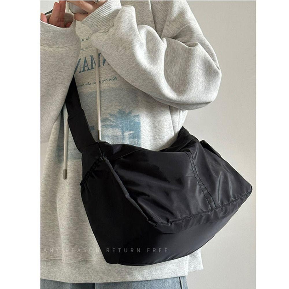 Adjustable Casual Shoulder Bag Solid Color Sports Messenger Bag Nylon Tote Bag  Commuting