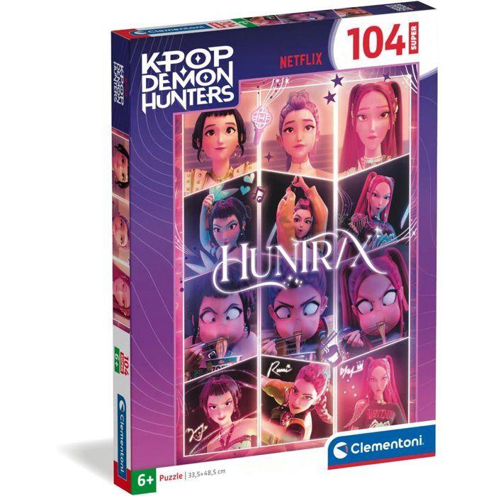 K-Pop Demon Hunters Puzzel Maxi 104 Stukjes van Clementoni Supercolor - Kpop Huntrix Legpuzzel Kinderen - K Pop Cadeau vanaf 6 Jaar