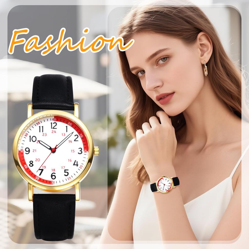 Waterproof Quartz Watch with Genuine Leather watch with an analog Arabic and a lovely A perfect gift for her on or any Women's Strap Business-grade