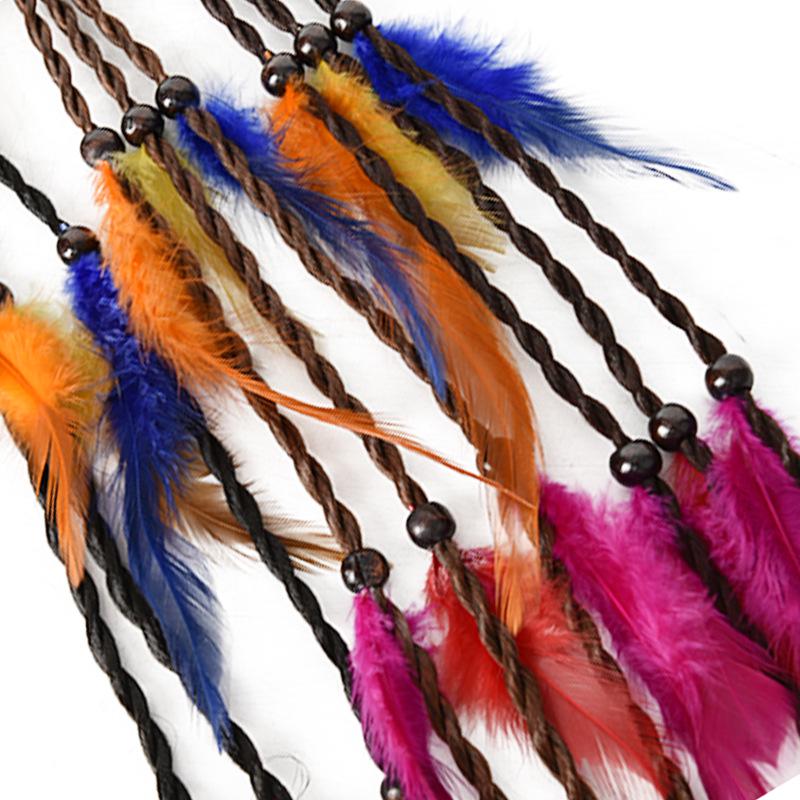 Boho buntes elastisches Feder-Stirnband - 16" geflochtenes Haaraccessoire