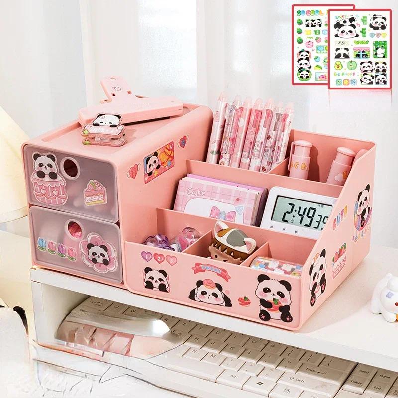 Pencil Organizer Girls Boys Students Desk Drawer Cute Large Capacity Pencil Bucket Office Desktop Stationery Home Storage Box