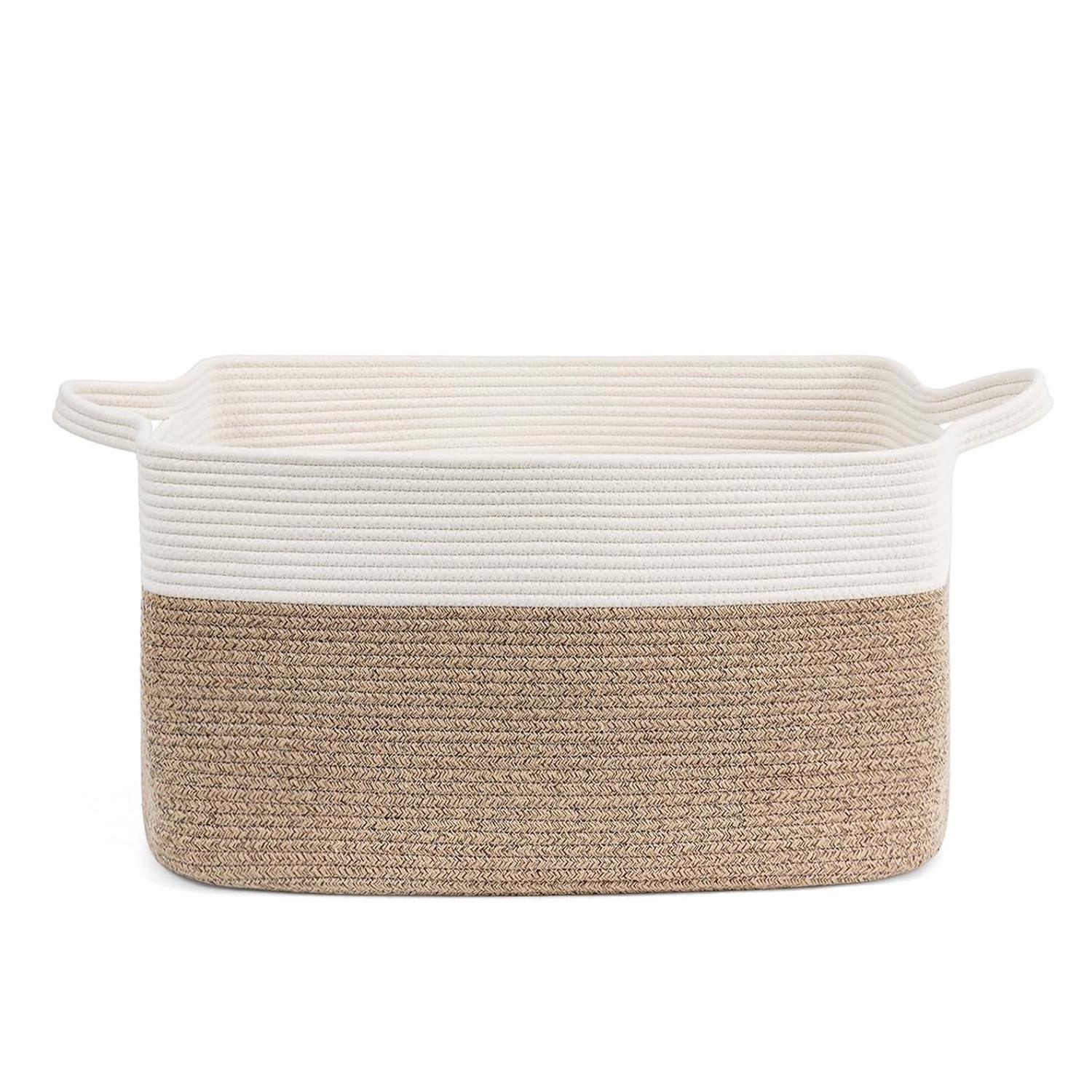 Корзина для хранения из плетеной хлопковой веревки большой вместимости для белья или игрушек
