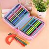 72 Count Slot Colored Pencil Carry Case Bag Large Capacity Oxford Multilayer Pencil Organizer Pink