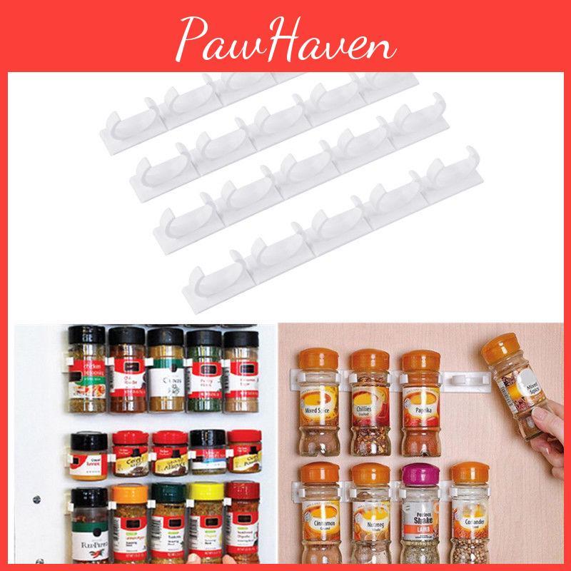 N 4pcs Clip Store Home Kitchen Stick Spice Wall Rack Storage Organizer Grippe