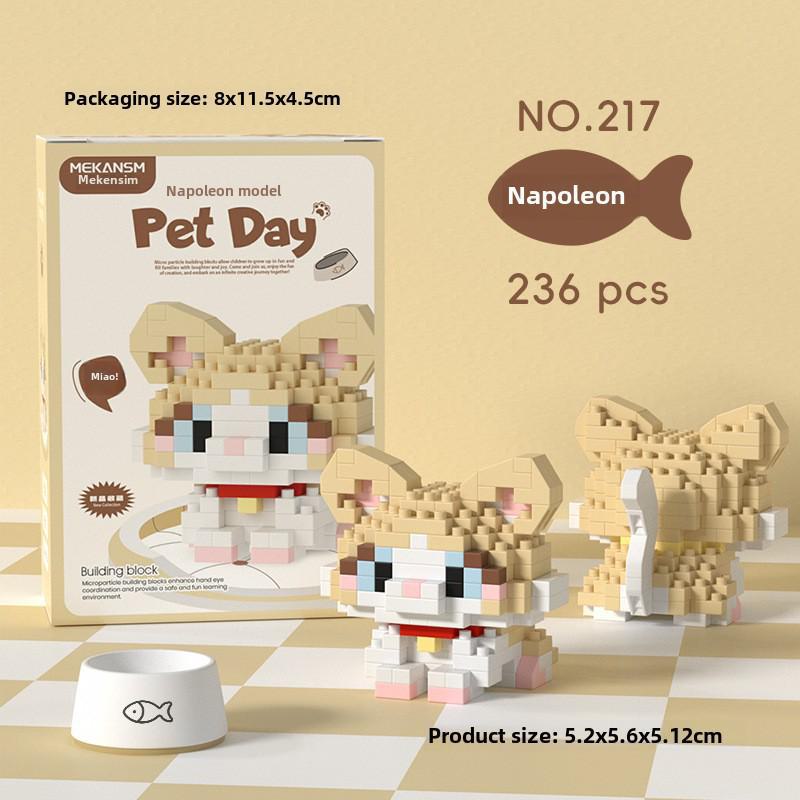 "Mini Particle Assembly Block Toys: Educational Cat Puzzle Ornaments for Kids, Compatible with LEGO"