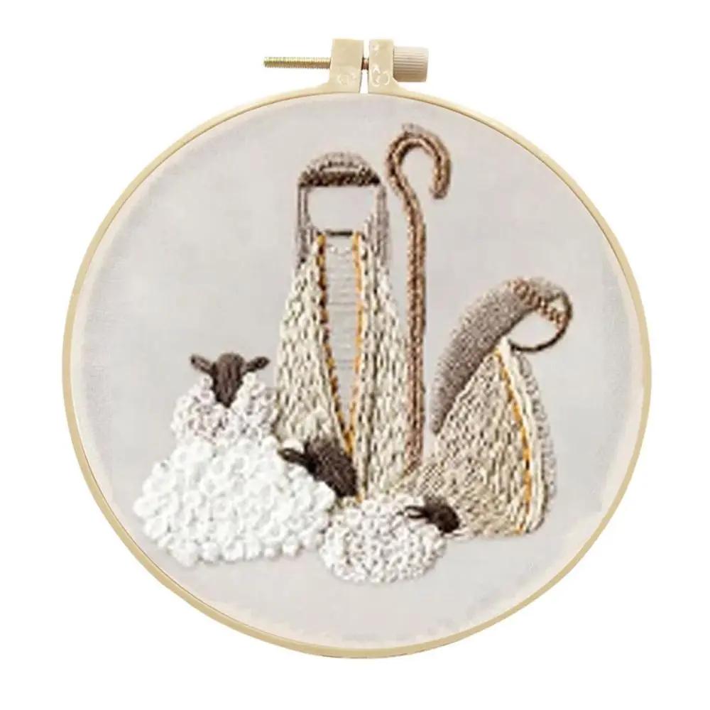 Christmas Cross Stitch Nativity Scene Embroidery Kit Cross Stitch Set Non-finished Products DIY Religious Vintage Embroidery