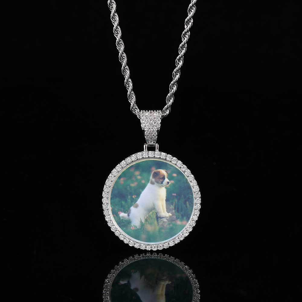 Trendy Hip Hop Trumpet Photo Frame Pendant Necklace for Men