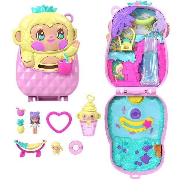 Mattel Polly Pocket Pineapple Monkey Compact Playset 1 Micro-doll Animal Figure JKC49