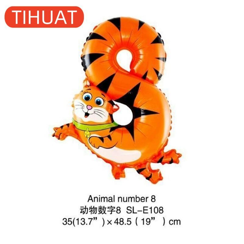 Cartoon Animal Number Foil Balloons for Kids Party Decoration Birthday Wedding Decor
