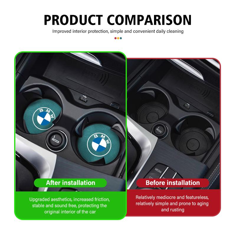 Car Interior Coasters Water Cup Slot Non-Slip Mat Shockproof Pad For BMW X3 X5 M5 M3 E46 E90 E60 F10 E39 F30 E36 G30 E87 E70 RH7
