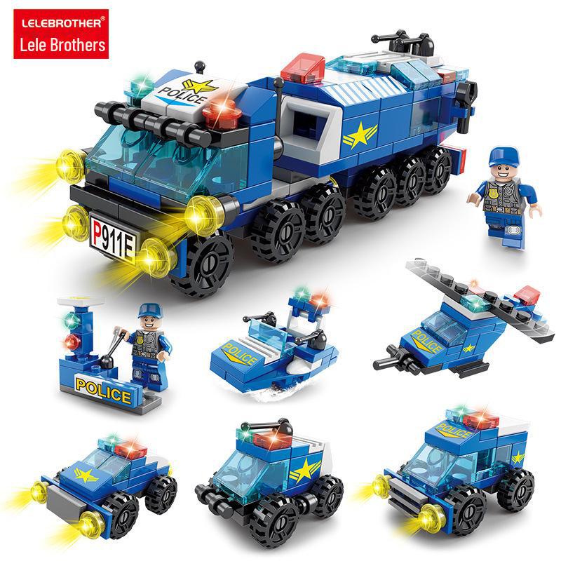 

Совместимые строительные блоки Lele Brothers: Развивающая головоломка для мальчиков - набор полицейской машины 8612-6