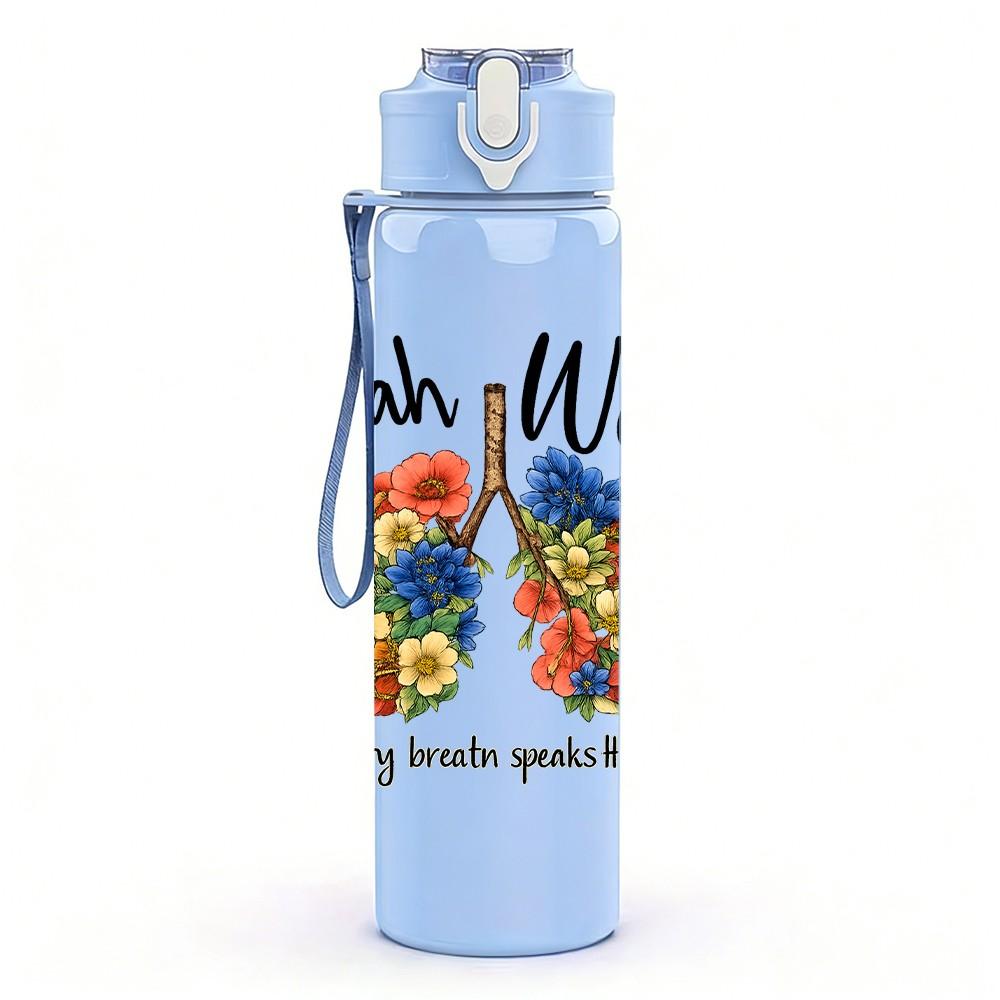 1PC You Meli Floral Wreath Text 750ml Color Plastic Sports Water Bottle Leakproof Flip Straw Lid Suitable for Sports Office Home Use