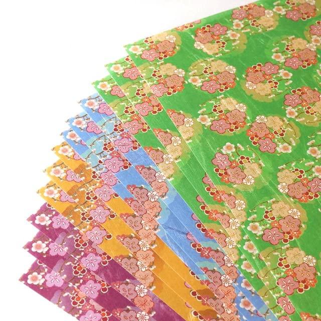 Kamiiso Kimono Beauty Washi Chiyogami A4 12 Snow Circle and Plum Blossom 2208 Paper, Size, Sheets, Design, No.