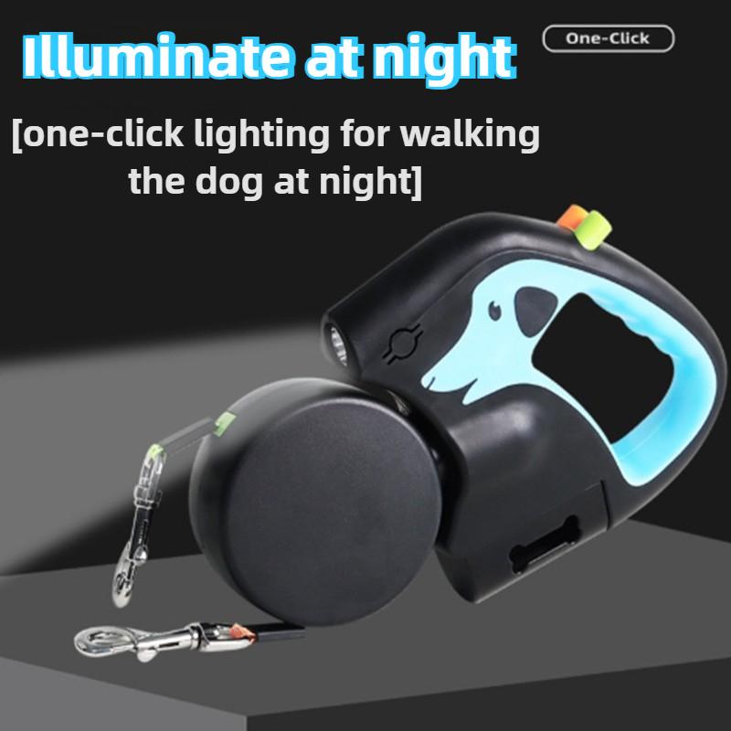 Portable Rotating Pet Leash Double End Leash Light Retractable Roulette Walking Supplies Outdoor Automatic Charging with Light Retractable Pet Leash