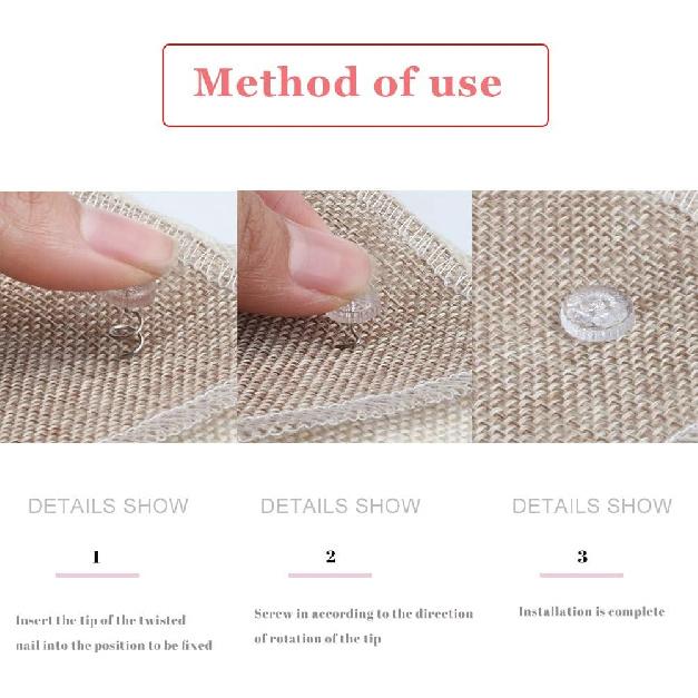 LUNARM 40 PCS Upholstery Tacks Clear Heads Twist P with Storage Box, 2 Styles Bedskirt Tacks P for Upholstery, Slipcovers, and Bedskirts Decoration