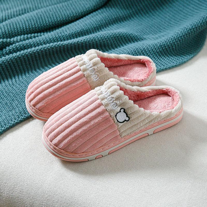 Cotton slippers women's winter home use spring and autumn indoor non-slip home warmth couple winter plush men