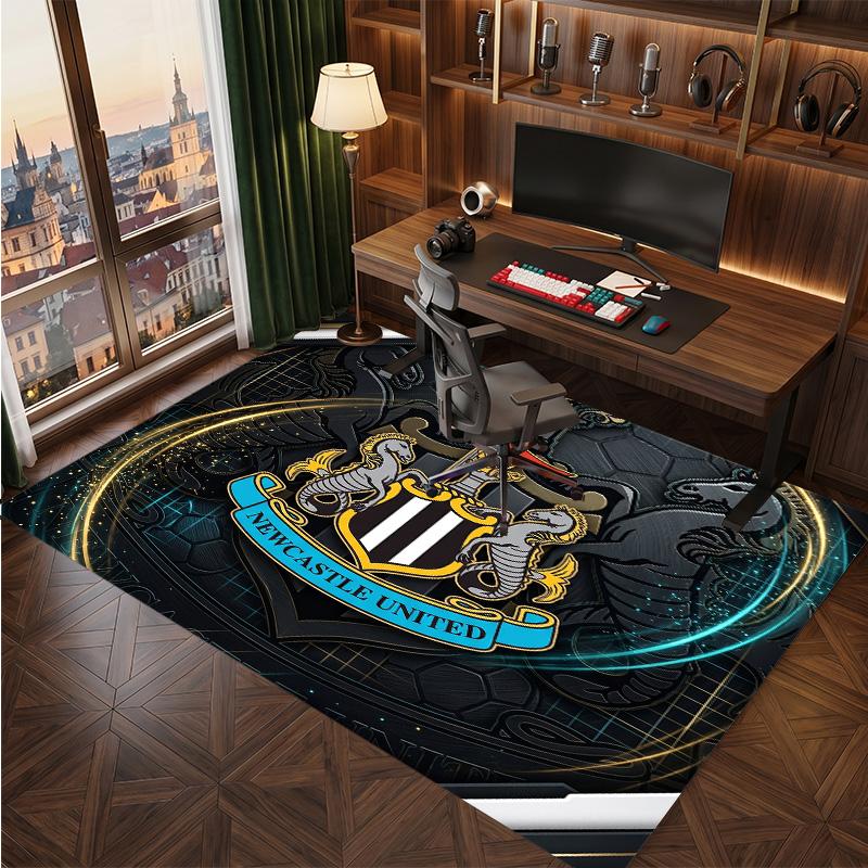 Tappeto in Velluto di Cristallo con Stampa di Calcio del Newcastle United, Comodo Assorbente d'Acqua Antiscivolo Tappeto per Pavimento Interno