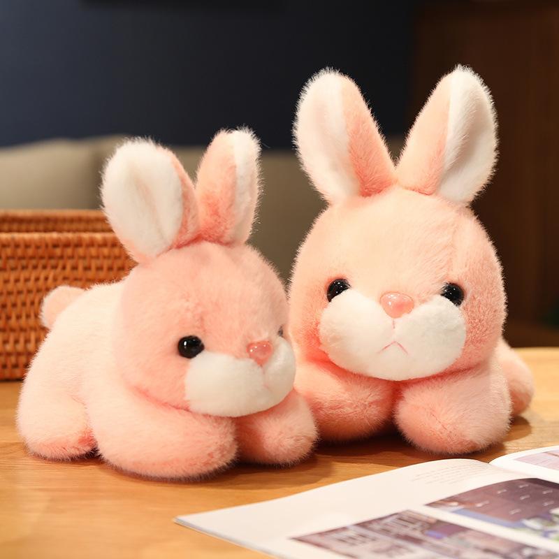 New Simulation Lying Down Rabbit Plush Doll Creative Cute Little White Rabbit Toy Children's Cute Doll Gift