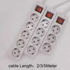 2/3/5Meters Cord EU Power Strip with ON/OFF Switch Power Converter Flat Adapter  European Standard